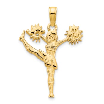 14k Yellow Gold Textured Cheerleader Charm