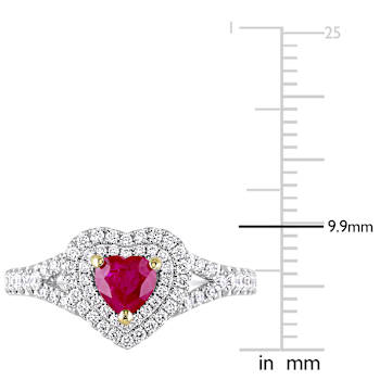 Ruby and Diamond 14K White and Yellow Gold Ring 1.01ctw