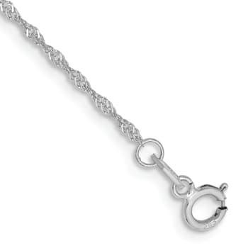 Rhodium Over 14k White Gold 1.1mm Singapore Link Bracelet