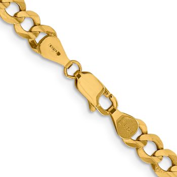 14k Yellow Gold 5.9mm Solid Flat Cuban 18 Inch Chain