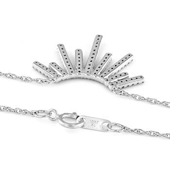 Diamond Graduated Fan Necklace In 10K White Gold 0.33ctw 18 Inch