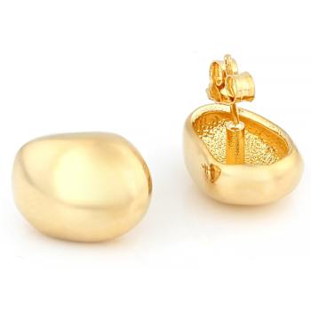 Pebble Button Earrings In 18K Gold Over Bronze
