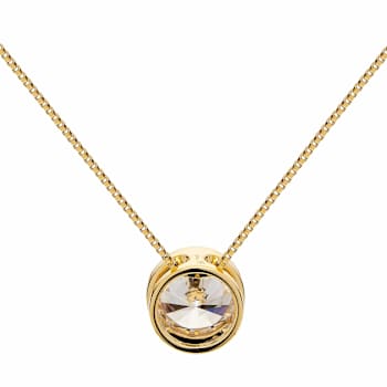 White Cubic Zirconia 14k Yellow Gold Pendant With Chain 1.50ctw