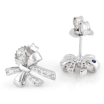 CZ Bow Stud Earrings In Platinum-Enhanced Sterling Silver 0.46ctw