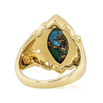 Mohave Turquoise Marquise Statement Ring In 18K Gold Over Sterling Silver