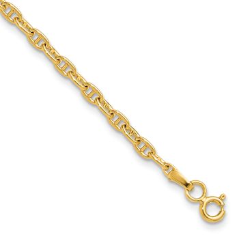 14k Yellow Gold 3mm Mariners Link Bracelet