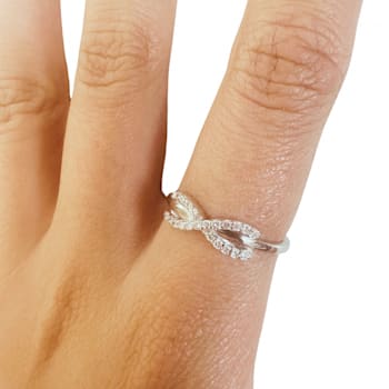 Lab Grown Diamond Rhodium Over Sterling Silver Criss Cross Infinity Ring
VS- GH