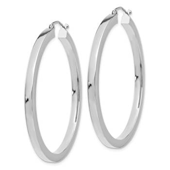 Rhodium Over 14k White Gold Polished 1 3/4" Square Tube Hoop Earrings