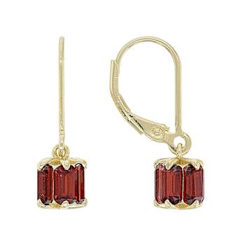 Garnet Geometric Dangle Earrings In 18K Gold Over Sterling Silver 3.40ctw