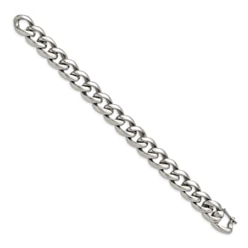 Stainless Steel 14mm Polished Curb Link Bracelet