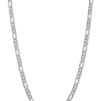 Rhodium Over 14k White Gold 6mm Solid Flat Figaro 24 Inch Chain