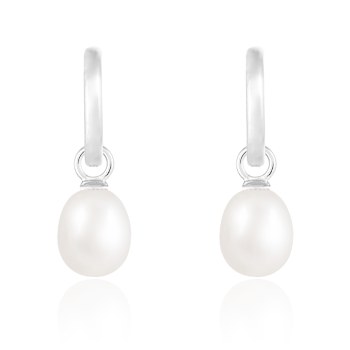 7.5-8mm White Cultured Freshwater Pearl Rhodium Over Sterling Silver Earrings