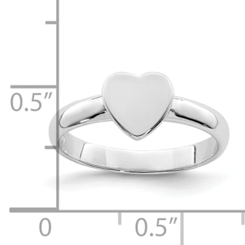Rhodium Over Sterling Silver Polished Heart Children's Ring