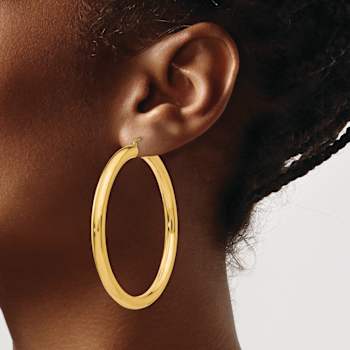 14k Yellow Gold 2 3/8" Polished Hoop Earrings
