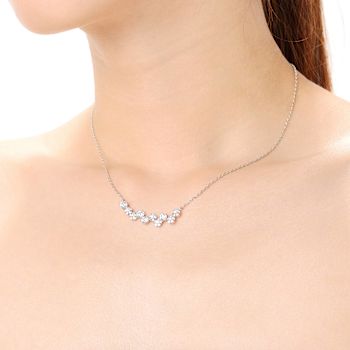 CZ Garland Bar Necklace In Sterling Silver