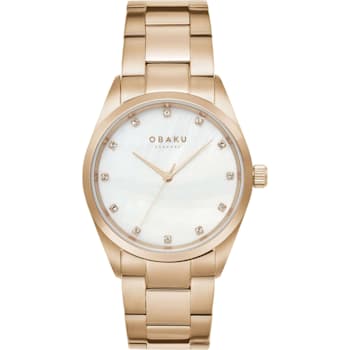 Obaku Women's Classic Mother-Of-Pearl Dial Rose Stainless Steel Watch