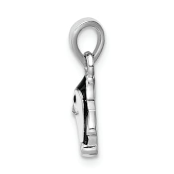 Rhodium Over Sterling Silver Multi-color Enameled Penguin Children's Pendant