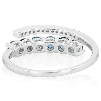 London Blue Topaz And Zircon Bypass Ring In Sterling Silver