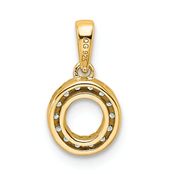 14K Yellow Gold Diamond Letter O Initial with Bail Pendant