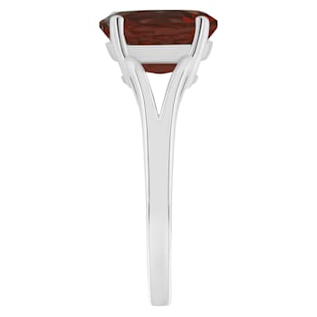 10x8mm Oval Garnet Rhodium Over Sterling Silver Ring