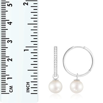 White Cultured Freshwater Pearl 14k White Gold Earrings 8-8.5mm