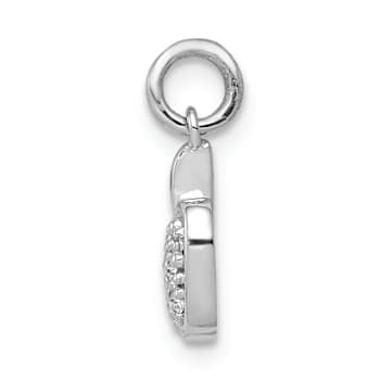 Rhodium Over 14k White Gold Diamond Apple Charm