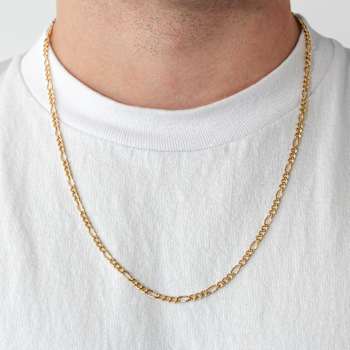 Robert Alton Men's Yellow Figaro Chain Necklace 3.50mm In Ion-Plated
Stainless Steel 24 Inch