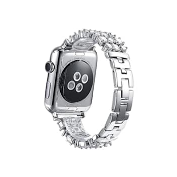 White Crystal Detail White Stainless Steel Apple Watch Band (42/44mm).
Watch Not Included.