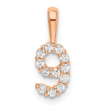 14k Rose Gold Diamond Number 9 Pendant