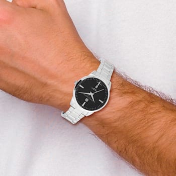 Mens Charles Hubert Stainless Steel Black Dial Watch