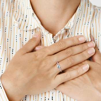 Aquamarine and Diamond 10K Rose Gold Ring 0.78ctw