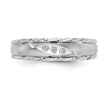 Rhodium Over 14K White Gold AA Quality Trio Mens Wedding Band