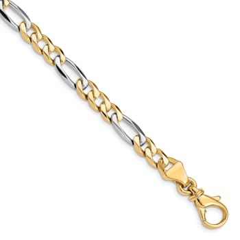 14K Yellow and White Gold 5.8mm Hand-Polished Fancy Link Bracelet