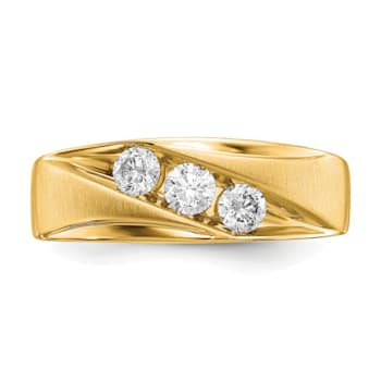 14K Yellow Gold Lab Grown Diamond SI1/SI2, G H I, Men's 3-stone Band