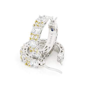 Two-Tone CZ Hoop Earrings In Platinum-Enhanced Sterling Silver And 18K
Gold Over Sterling Silver 3.72ctw