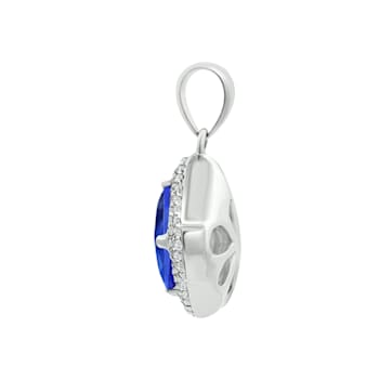 14K White Gold Rectangular Cushion Tanzanite and Diamond Pendant 2.24ctw