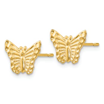 14K Yellow Gold Butterfly Post Earrings