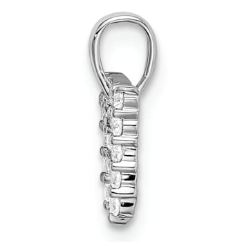 Rhodium Over 14K White Gold Lab Grown Diamond Letter M Initial Pendant