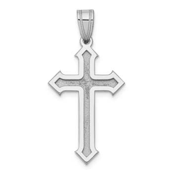 Rhodium Over 14k White Gold Satin Passion Cross Pendant