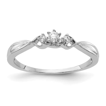 Rhodium Over 14K White Gold Lab Grown Diamond 3-Stone Complete Petite
Engagement Ring 0.1ctw