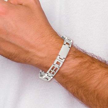 Stainless Steel Brushed and Polished Cross Bracelet