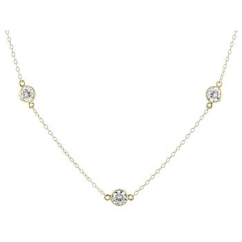 DaInty Moissanite Station Necklace In 14K Gold Over Sterling Silver