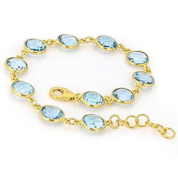 Blue Topaz Tennis Bracelet In 18K Gold Over Sterling Silver 25.00ctw