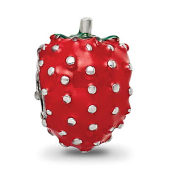 Sterling Silver Kids Enameled Strawberry Bead