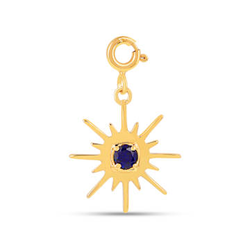 Lab Created Blue Sapphire 18k Yellow Gold Over Sterling Silver Mini Sun Charm