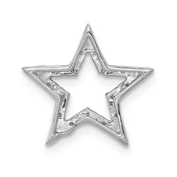 Rhodium Over 14k White Gold Small Diamond Star Chain Slide Pendant