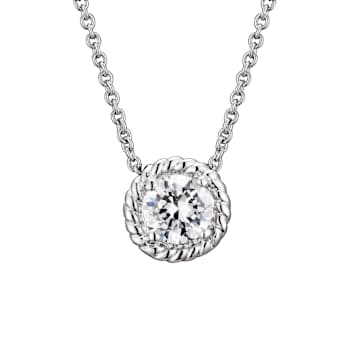 CZ Solitaire Pendant In Sterling Silver