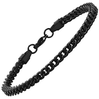 Men's 3.5mm Franco Link Bracelet In Black Ion-Plated Stainless Steel