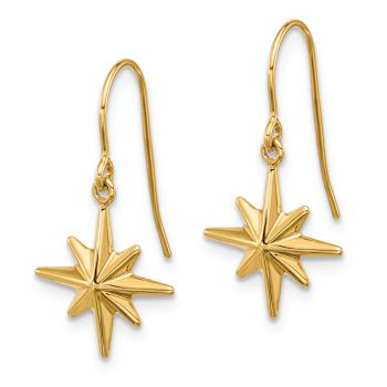 14k Yellow Gold Dangle Star Earrings