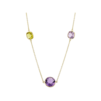 Multi-Gem 14k Yellow Gold 34" Necklace 40.08ctw